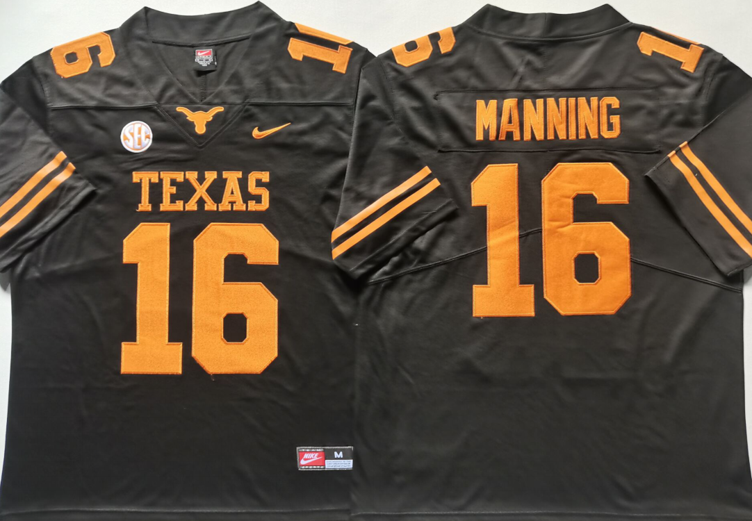 Men's Texas Longhorns Arch Manning #16 Black Player Jersey