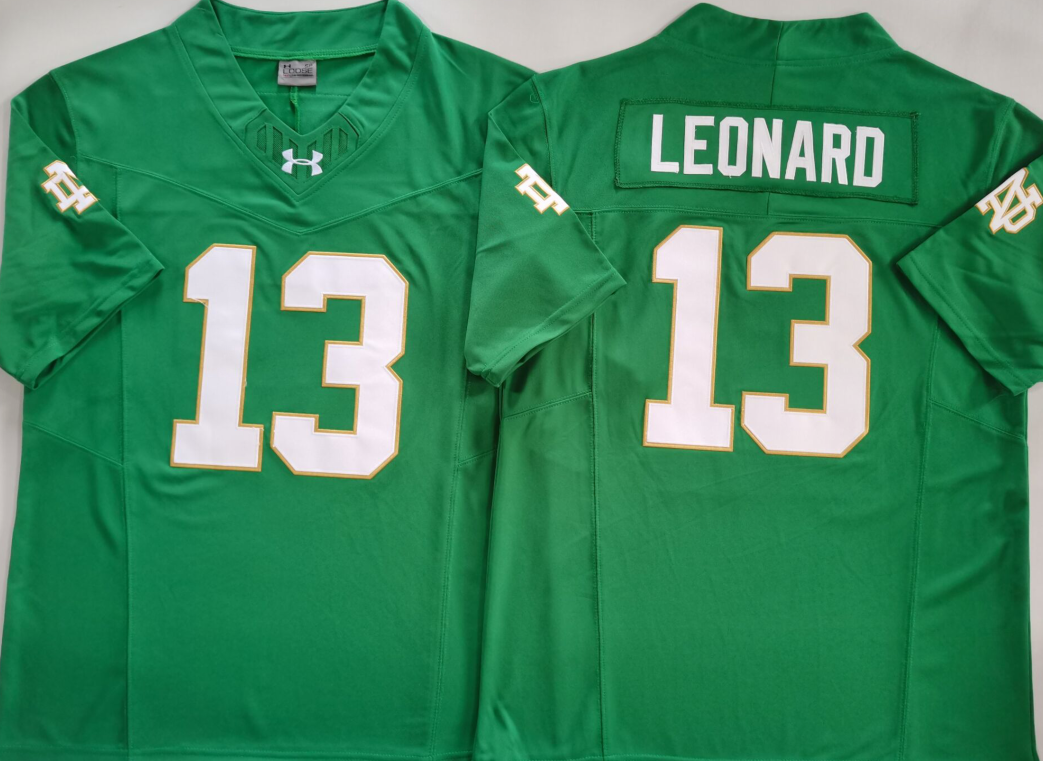 Men's Norte Dame Fighting Irish Riley Leonard #13 Green Game Jersey
