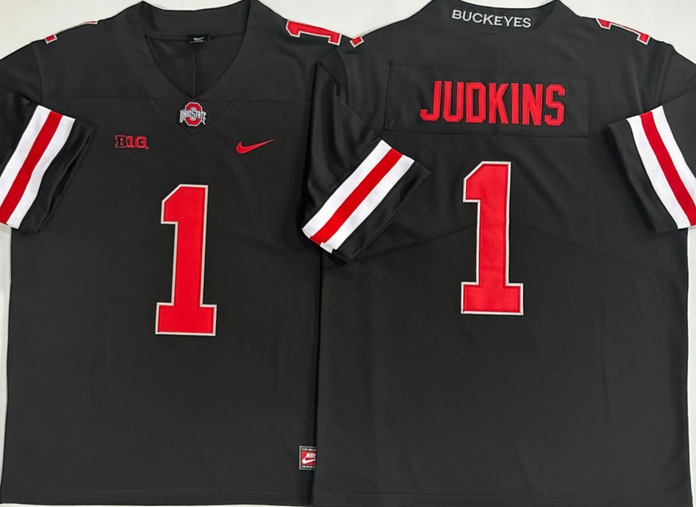 Men's Ohio State Buckeyes Quinshon Judkins #1 Black Player Jersey