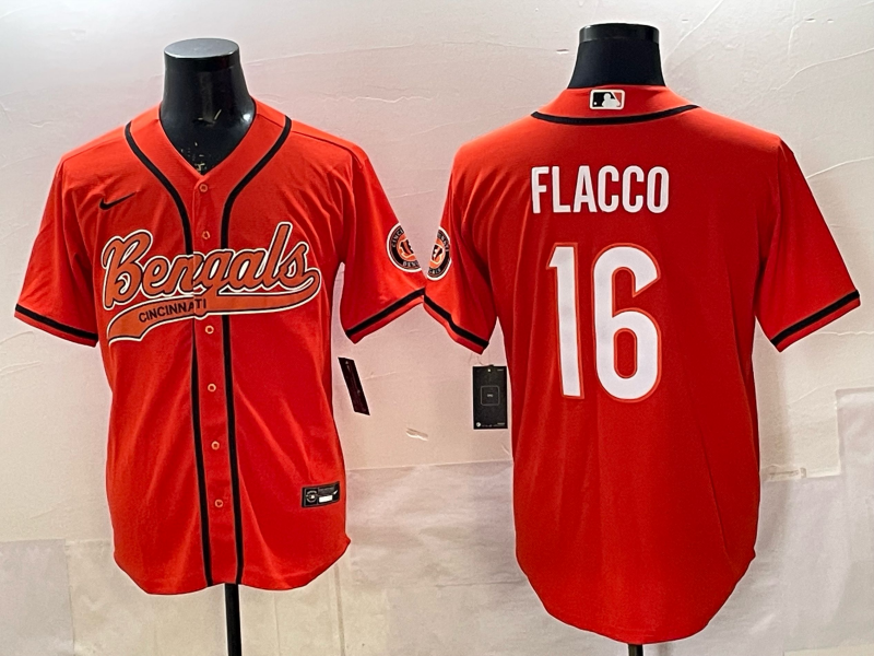 Men's Cincinnati Bengals Joe Flacco #16 Orange Team Game Jersey