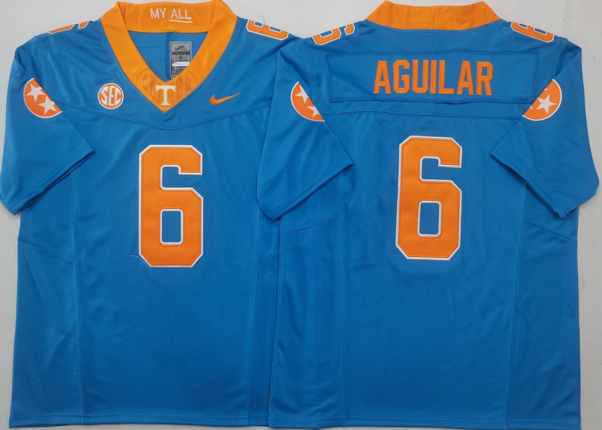 Men's Tennessee Volunteers Joey Aguilar #6 Blue Player Game Jersey