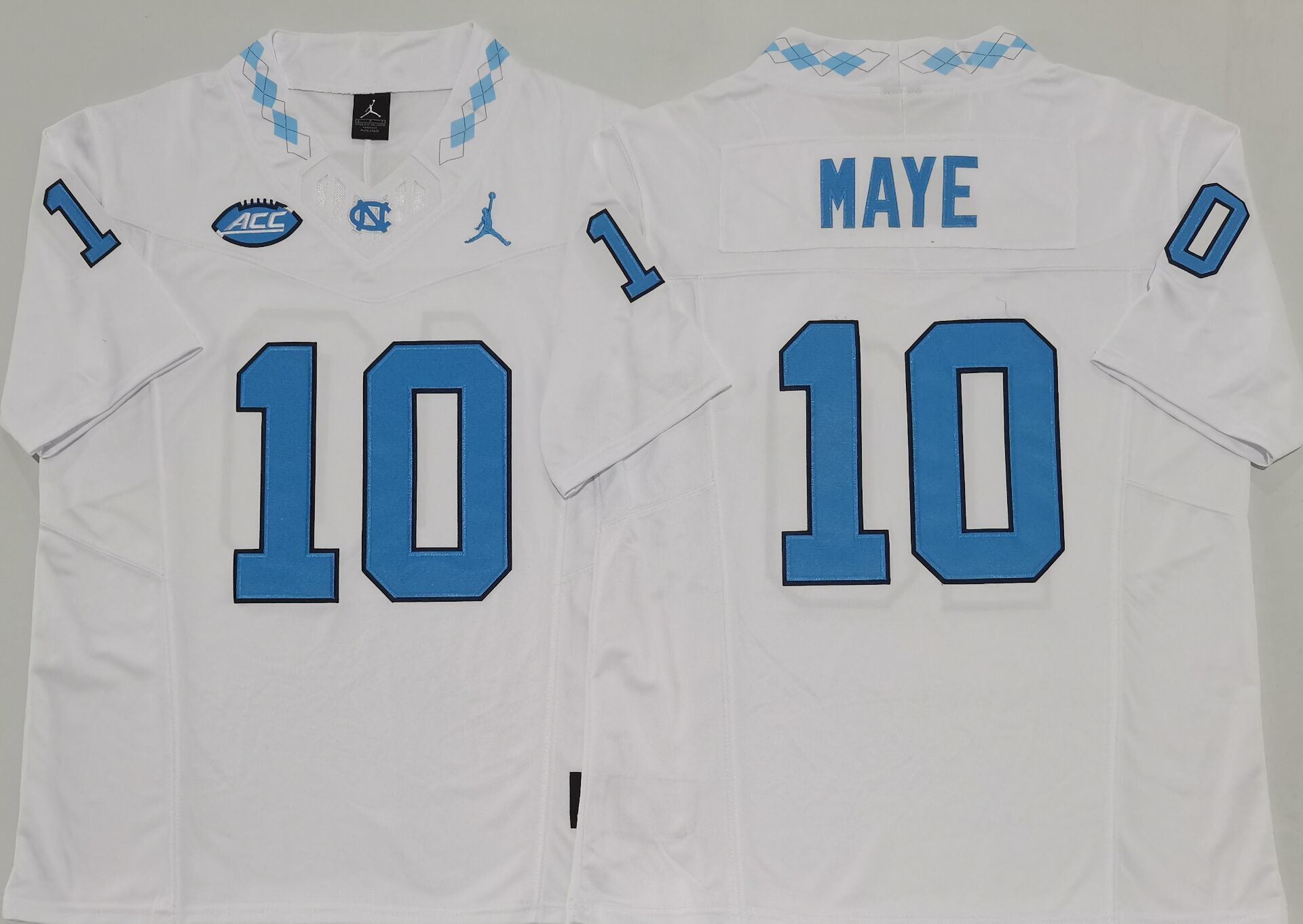 Men's North Carolina Tarheels Drake Maye #10 White Player Jersey