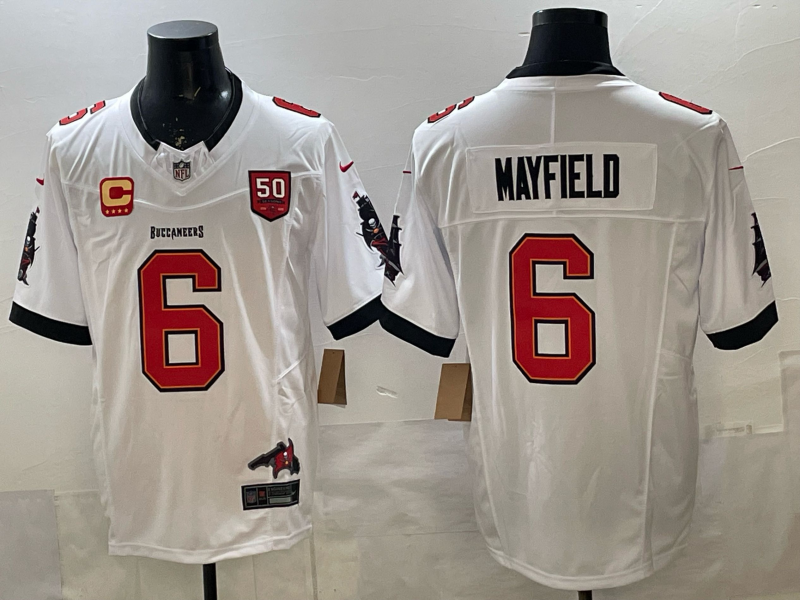 Men's Tampa Bay Buccaneers Baker Mayfield #6 White Away Game Jersey