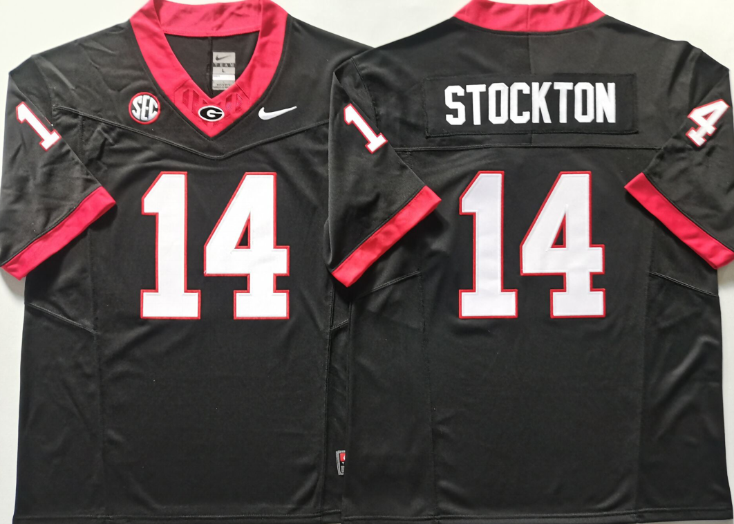 Men's Georgia Bulldogs Gunner Stockton #14 Black Player Game Jersey