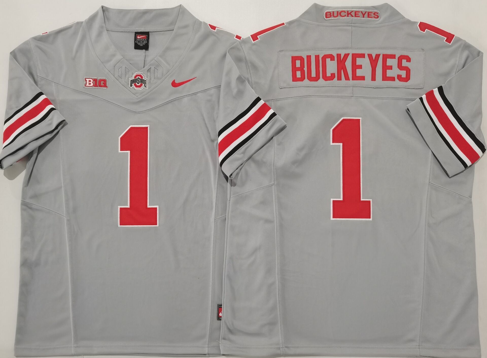 Men's Ohio State Buckeyes #1 Gray Player Jersey