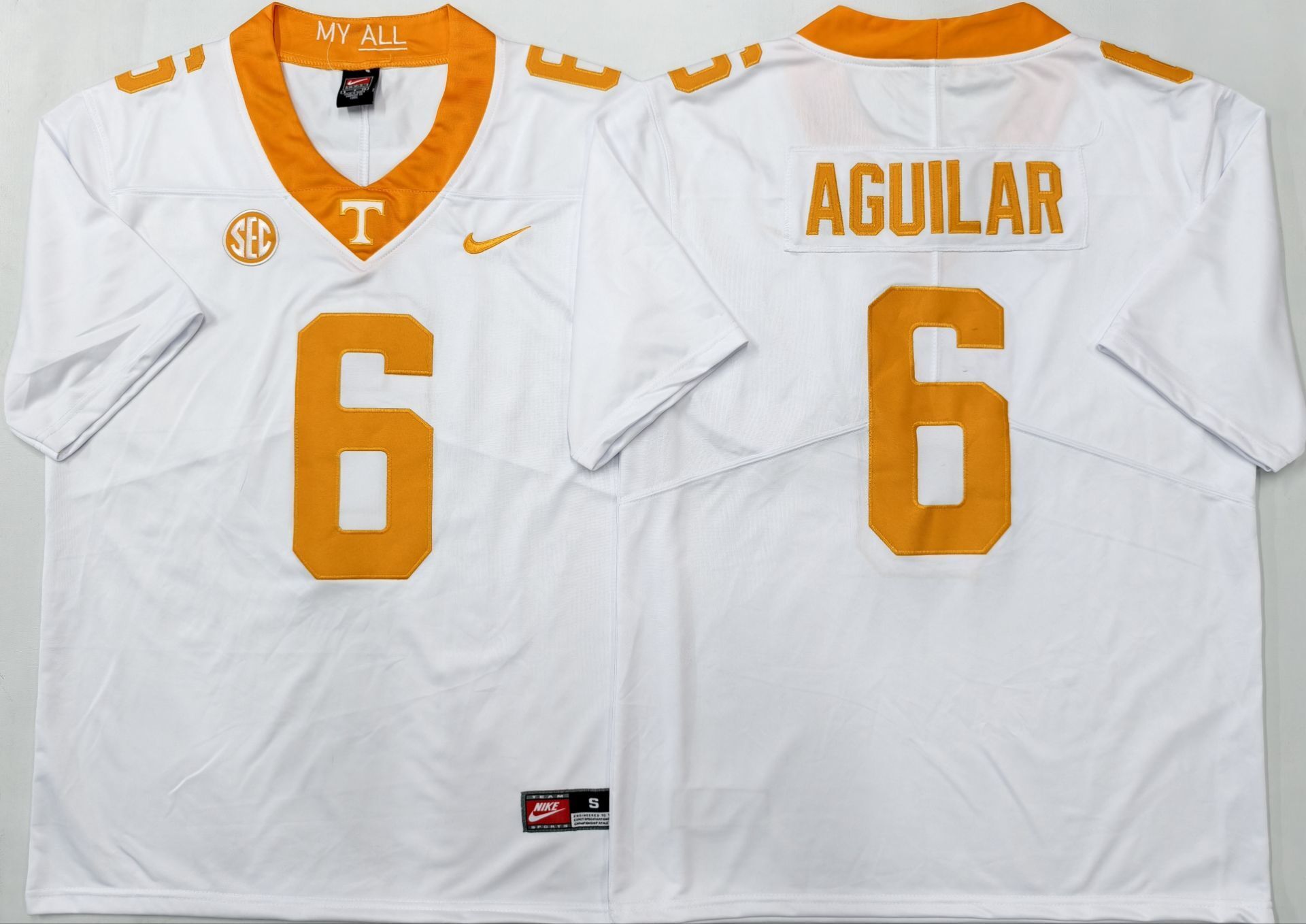 Men's Tennessee Volunteers Joey Aguilar #6 White Player Jersey