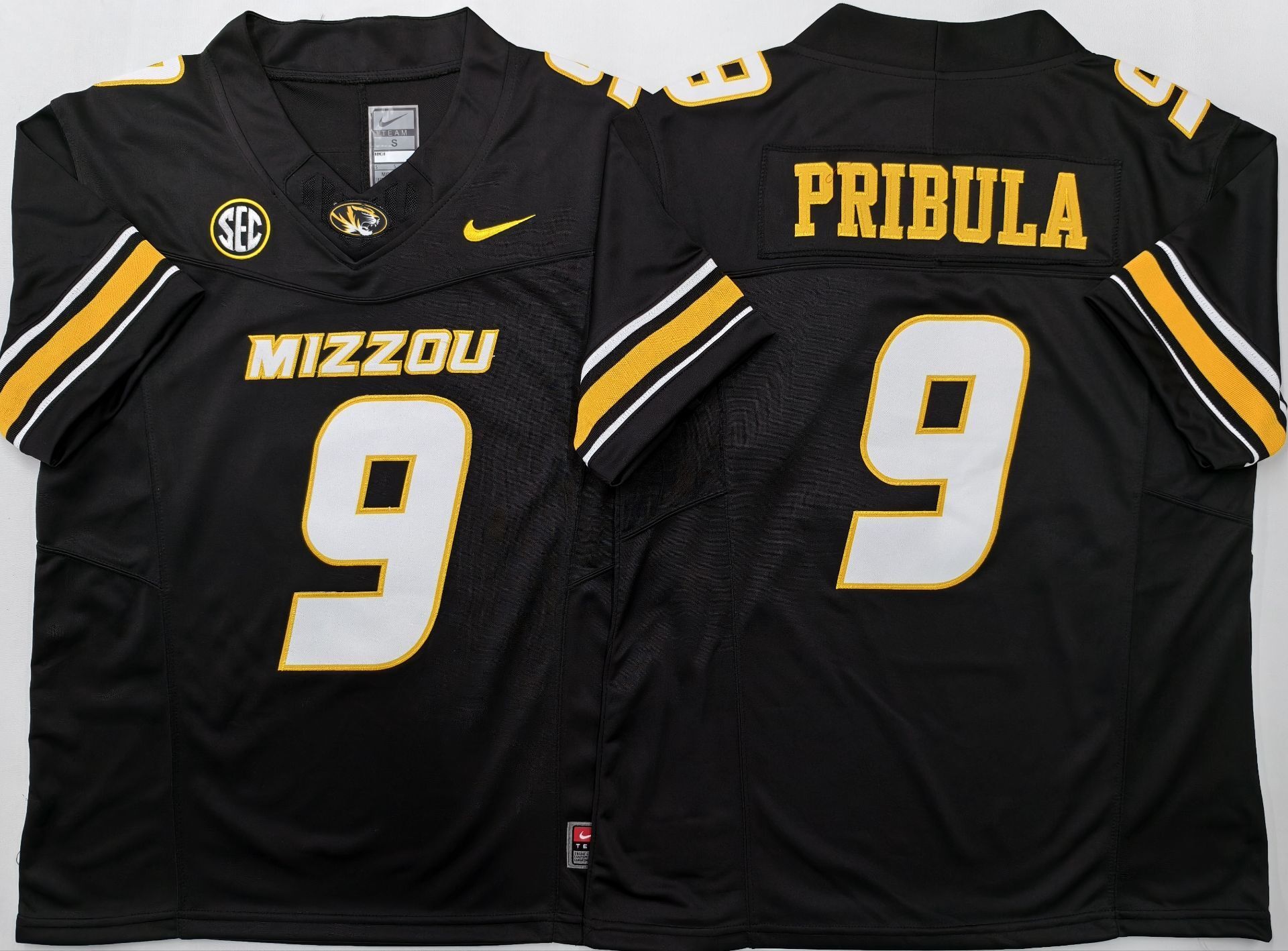 Men's Missouri Tigers Beau Pribula #9 Black Player Jersey