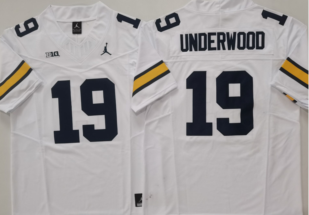 Men's Michigan Wolverines Bryce Underwood#19 White Player Jersey