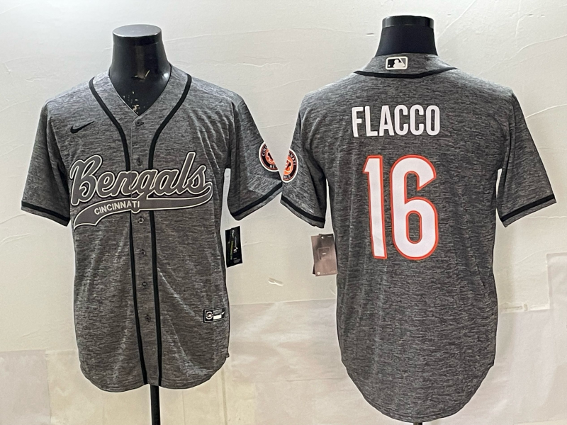 Men's Cincinnati Bengals Joe Flacco #16 Gray Team Game Jersey