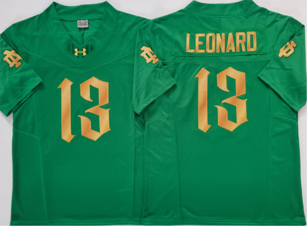 Men's Norte Dame Fighting Irish Riley Leonard #13 Green Player Game Jersey