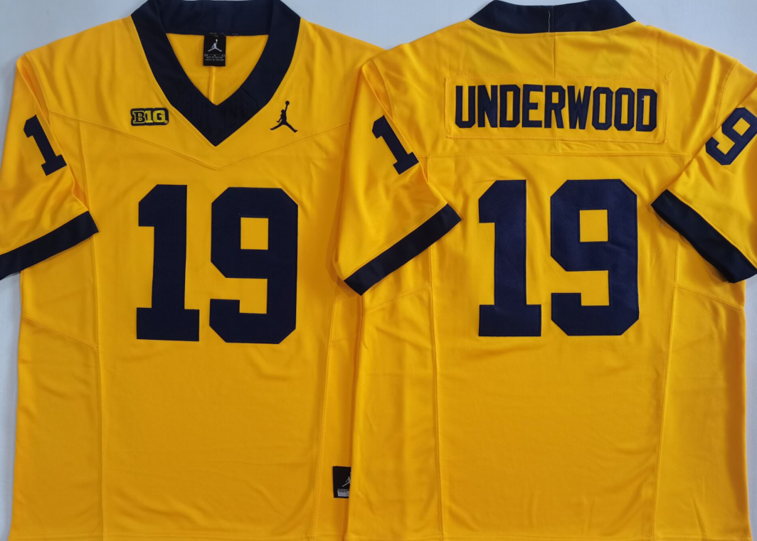 Men's Michigan Wolverines Bryce Underwood#19 Yellow Player Jersey