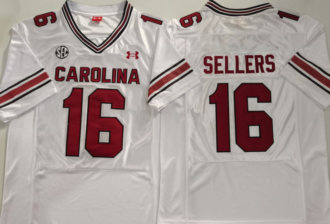 Men's South Carolina Gamecock Lanorris Sellers #16 White Player Jersey