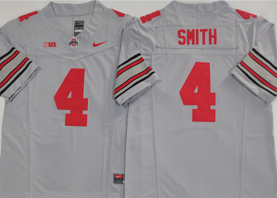 Men's Ohio State Buckeyes Jeremiah Smith #4 Gray Player Jersey