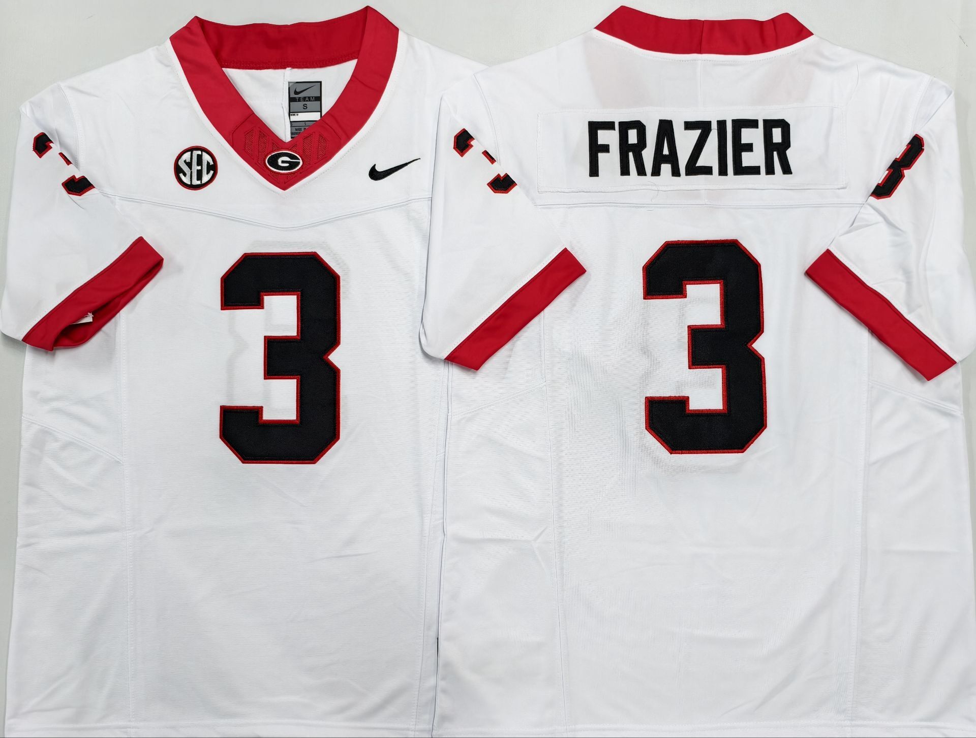 Men's Georgia Bulldogs Nate Frazier #3 White Player Game Jersey