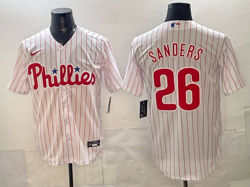 Men's Philadelphia Phillies Michael Saunders #26 White Replica Player Jersey