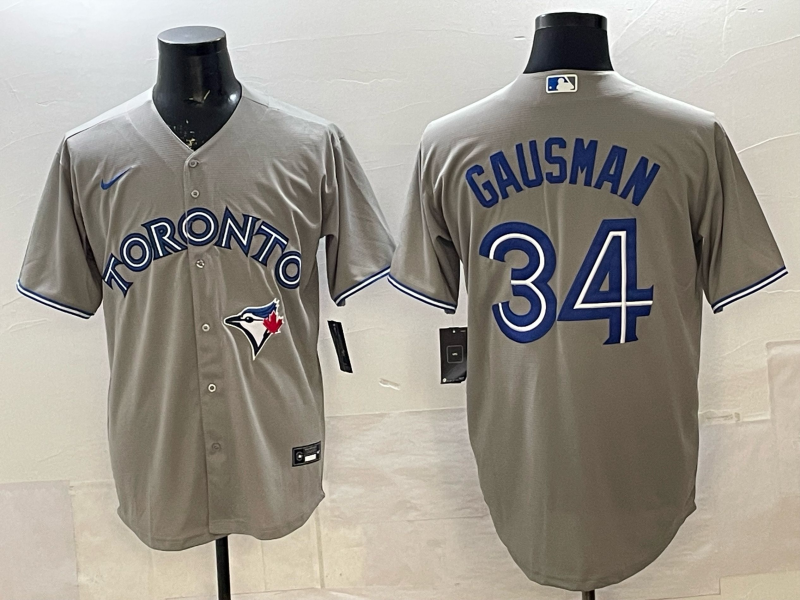 Men's Toronto Blue Jays Kevin Gausman #34 Gray Player Jersey