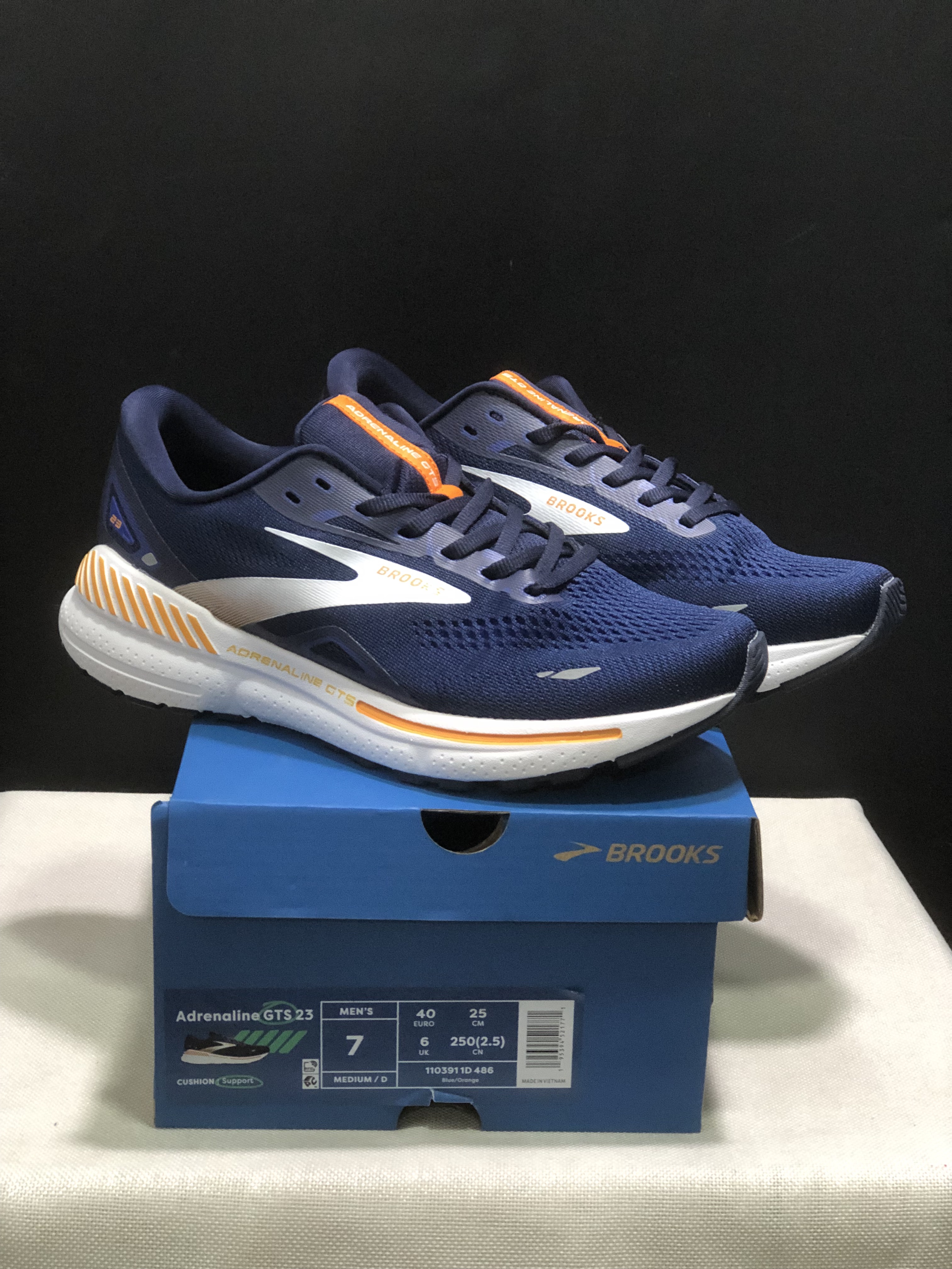 Brooks Adrenaline GTS 23 Shock-absorbing Wear-resistant Low-top Running Shoes Blue/Orange