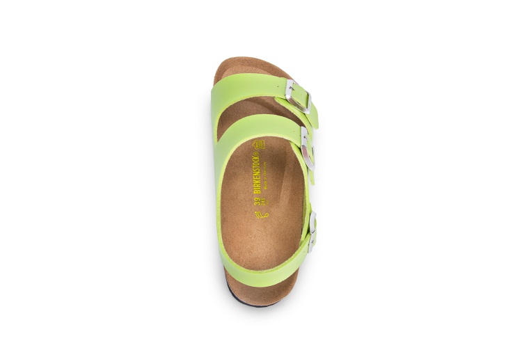 Birkenstock Two-Button Light Green Matte Leather Sandals