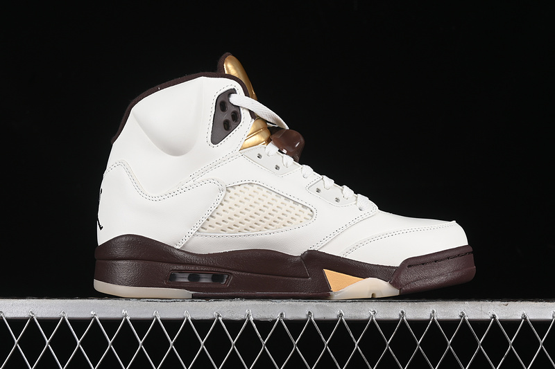 Nike Air Jordan 5 Retro Earth Metallic Gold White Brown Sneakers