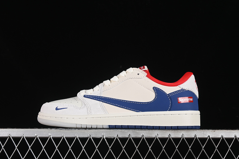 Travis Scott Fragment Design Nike Air Jordan 1 Low Supreme OG SP Red Blue White Sneakers