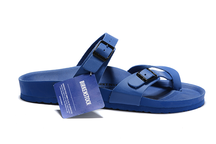 Birkenstock Two-Button Ringfinger Pure Navy Matte Leather Slippers