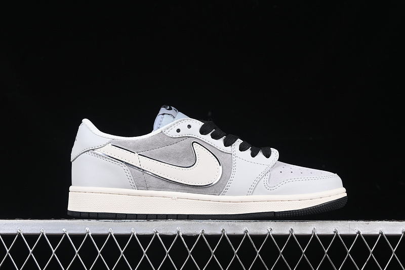 Travis Scott Fragment Design Nike Air Jordan 1 Low OG SP White Grey Black Sole Sneakers
