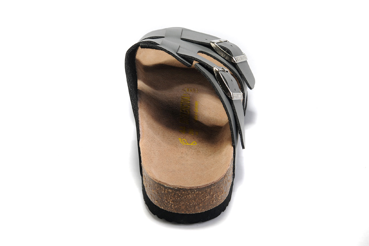 Birkenstock Two-Button Gray Personality Matte Leather Slippers