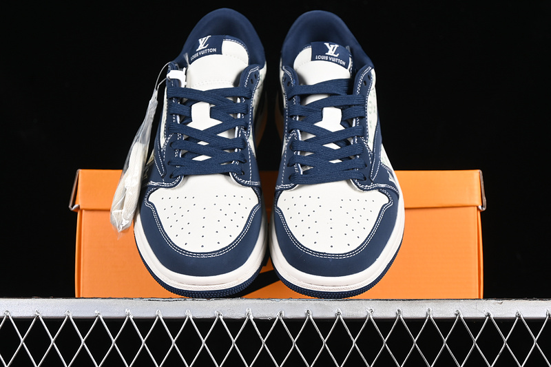 Nike Air Jordan 1 Low OG SP Travis Scott Fragment Design LV White Navy Sneakers