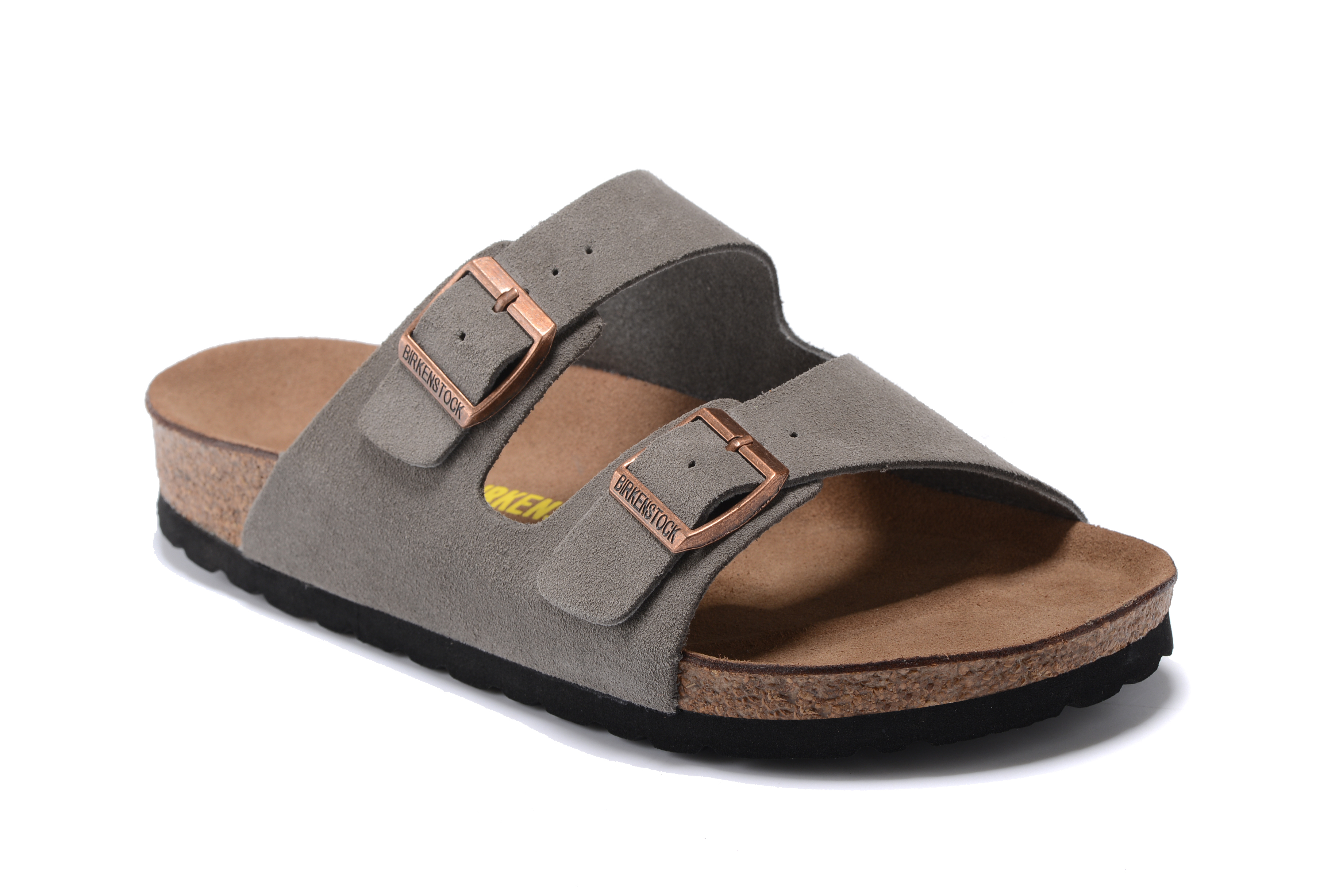 Birkenstock Arizona Gray Double Buckle Leather Sandals