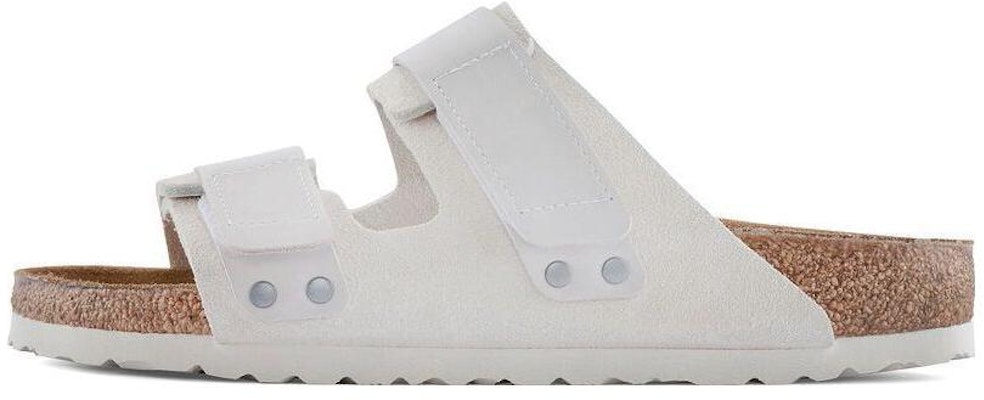 Birkenstock Uji 1024822 Nubuck Suede Narrow Fit Antique White Slide Sandals