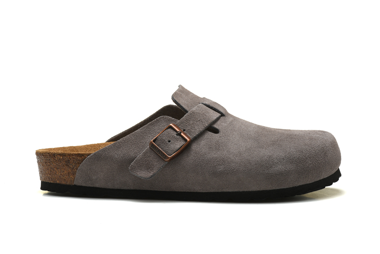 Birkenstock Grey Scrub Leather Clog Shoes