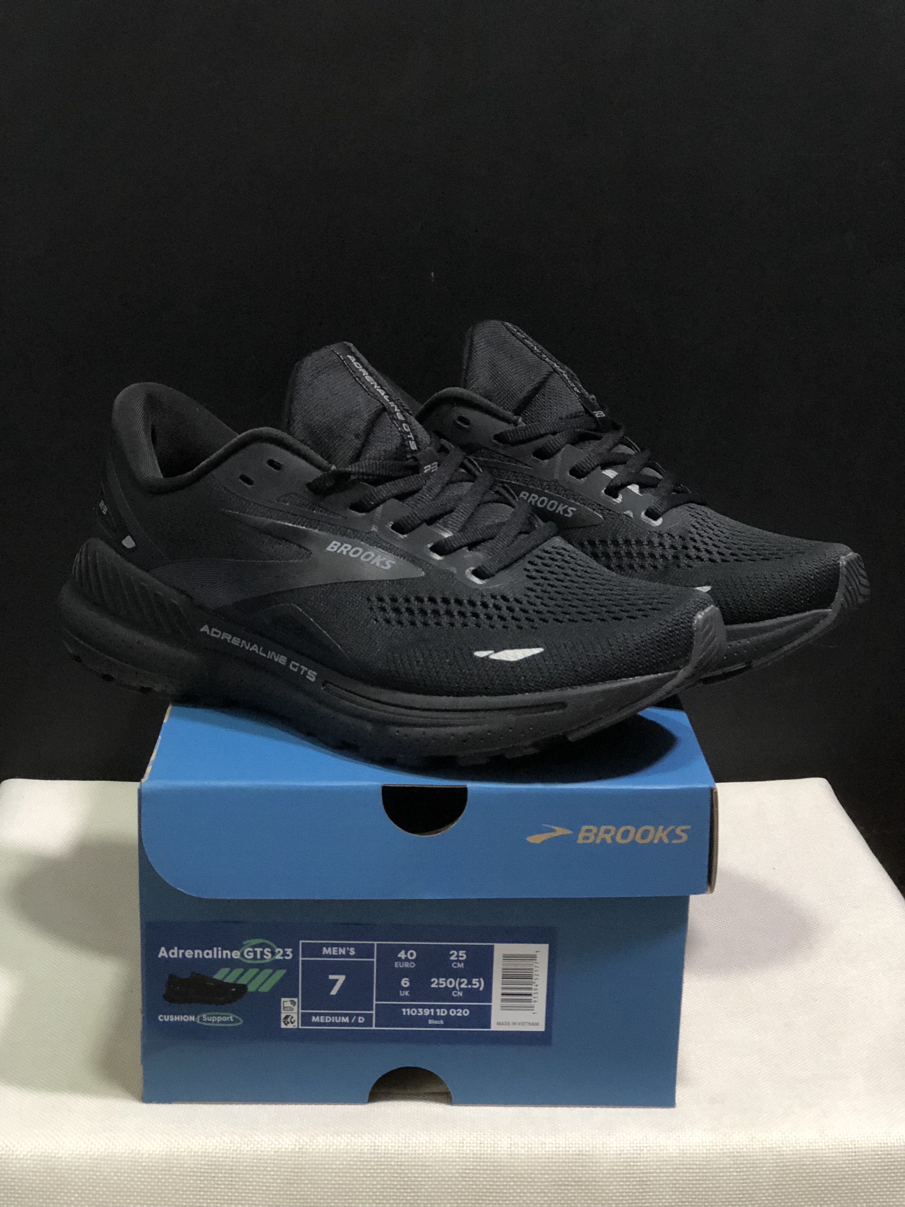 Brooks Adrenaline GTS 23 Shock-absorbing Wear-resistant Low-top Running Shoes Black