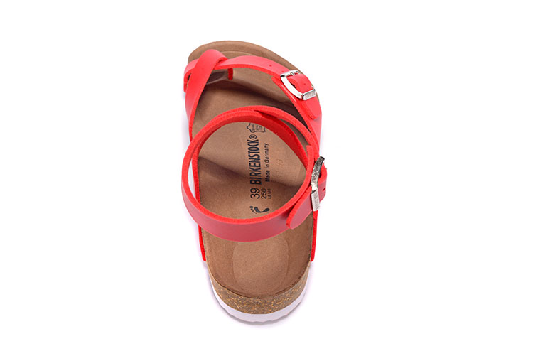 Birkenstock Single Button Ringfinger Red Matte Leather Sandals