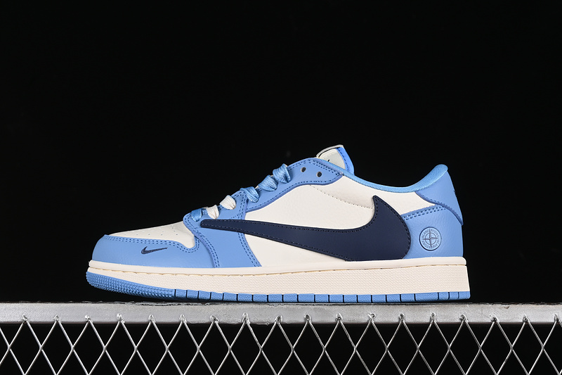 Nike Air Jordan 1 Low OG SP Travis Scott Fragment Design Blue Sole White Blue Black Sneakers