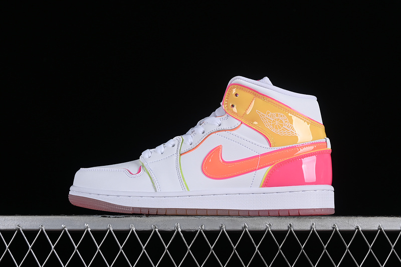 Nike Air Jordan 1 Mid GS Edge Glow White Pink Blast Sneakers