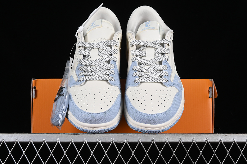 Nike Air Jordan 1 Low OG SP Travis Scott Fragment Design LV White Blue Sneakers