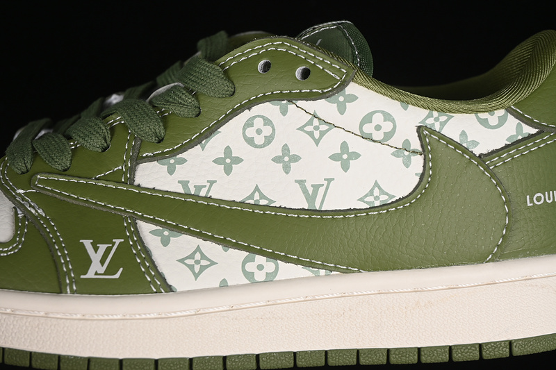 Nike Air Jordan 1 Low OG SP Travis Scott Fragment Design LV Green White Sneakers