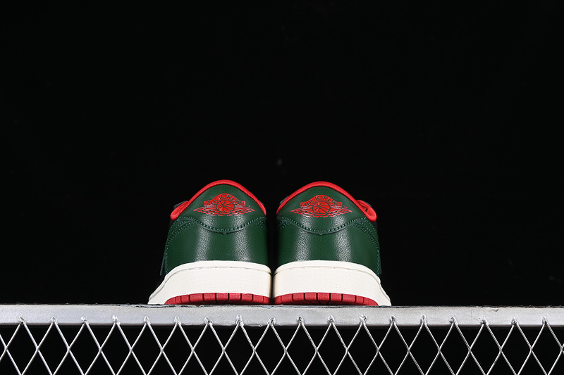 Nike Air Jordan 1 Low Black Gorge Green Varsity Red Sail Sneakers