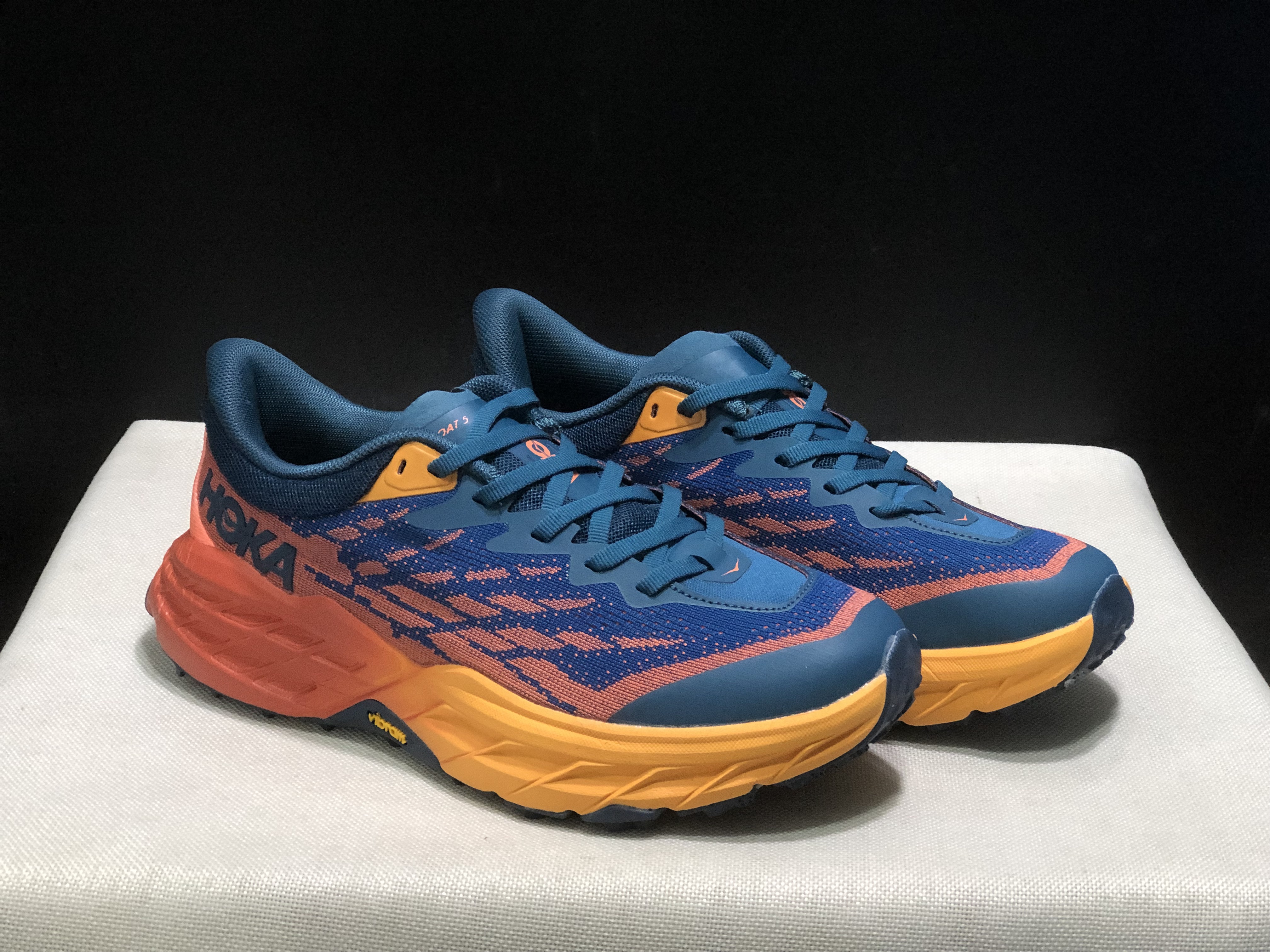 Hoka One One Speedgoat 5 Blue/Orange Trail Running Shoes Sneakers