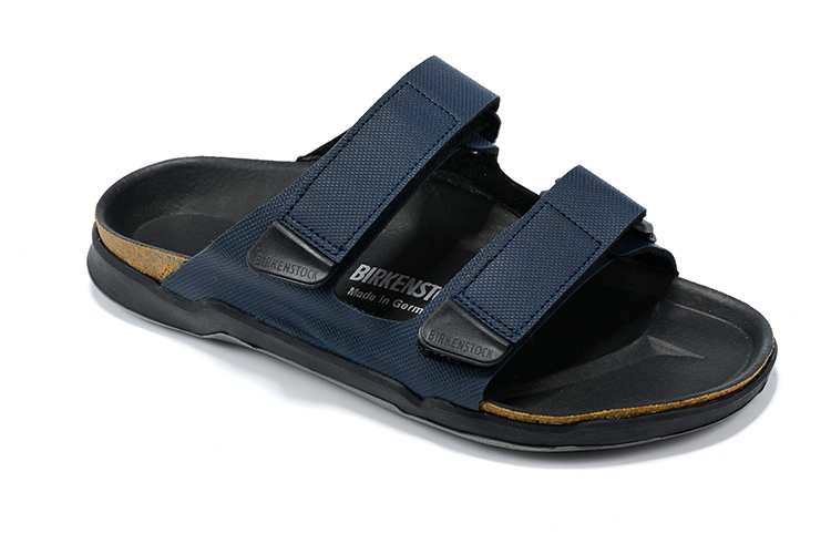 Birkenstock Navy Velcro Matte Leather Slippers