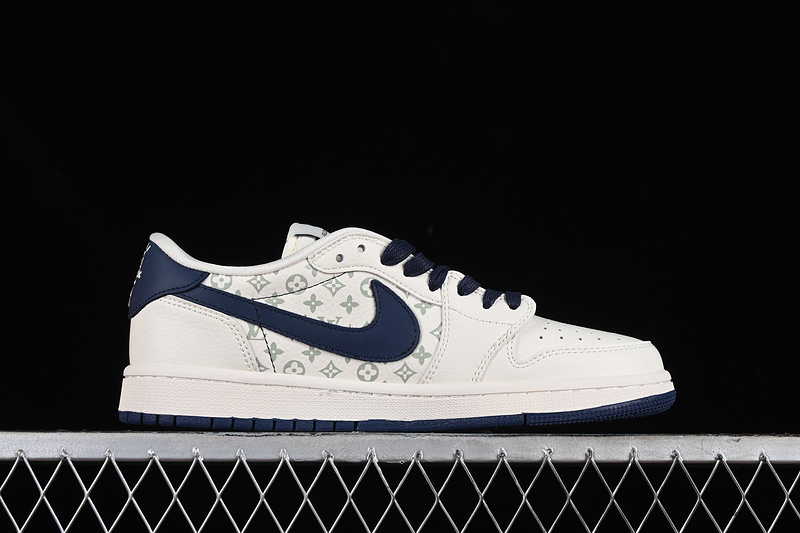 Nike Air Jordan 1 Low Travis Scott Fragment Design LV White Blue Sneakers