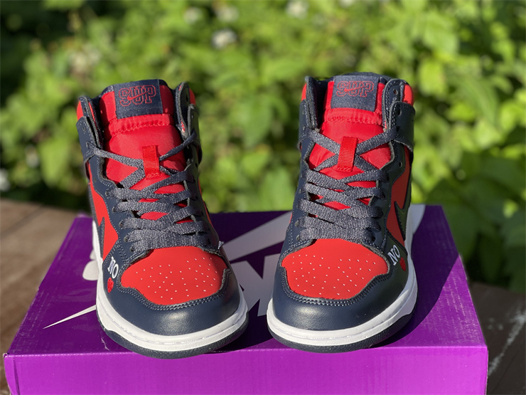 Nike Supreme Dunk SB High By Any Means Red Navy Sneakers