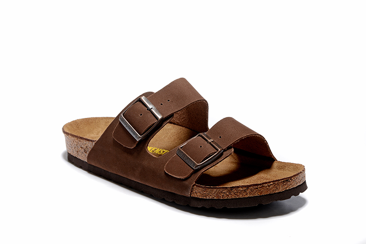 Birkenstock Arizona Brown Two Buckle Nubuck Leather Sandals