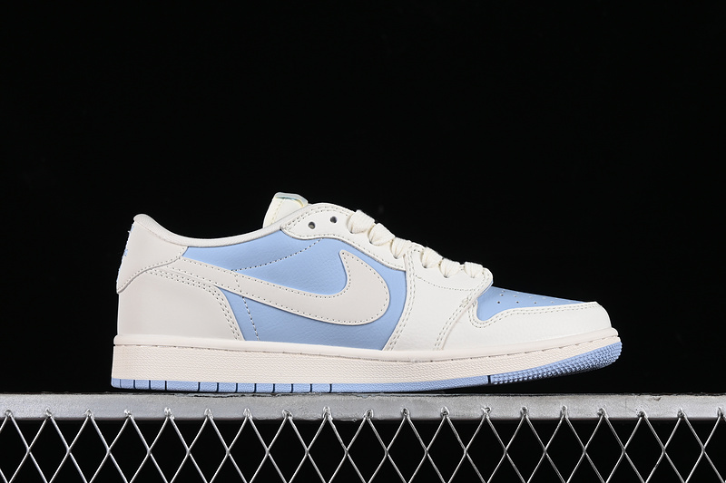Nike Air Jordan 1 Low Travis Scott Fragment Design Louis Vuitton White Blue Sneakers