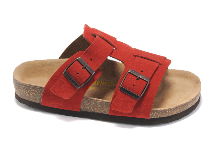 Birkenstock Two-Button Red Personality Scrub Leather Slippers