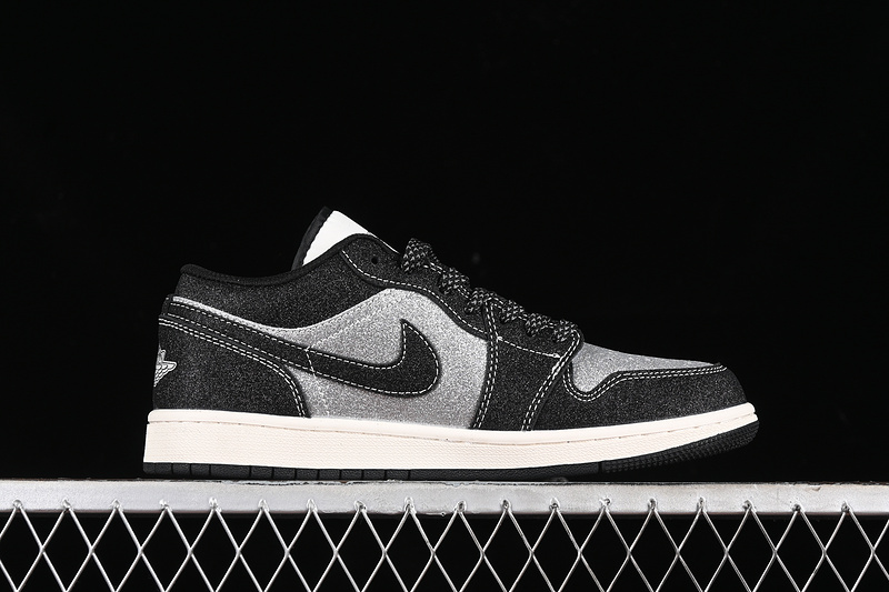 Nike Air Jordan 1 Low GUCCI White Sole Black Silver Flash Sneakers