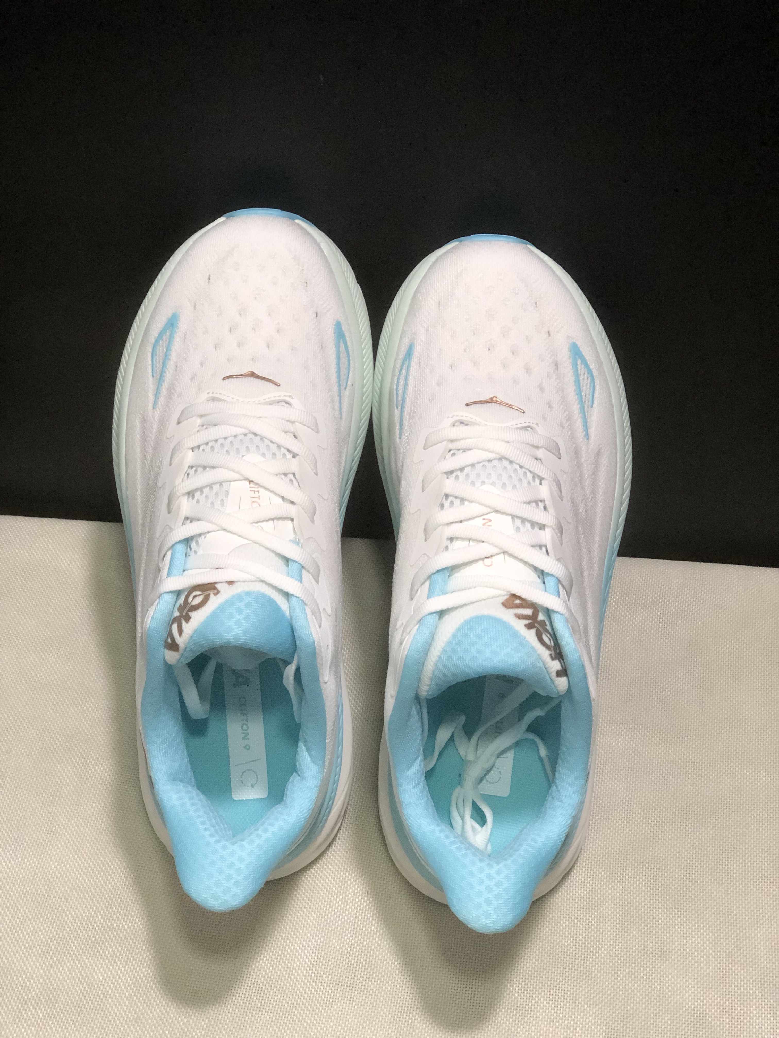 Hoka One One Clifton 9 Running Shoes Athletic Shoes Sneakers White/Blue