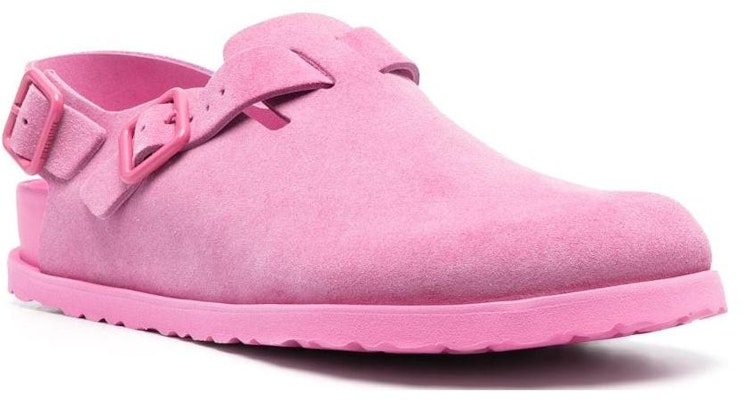 Birkenstock Boston Pink Suede Soft Footbed 1025928 Covered Toe Slippers