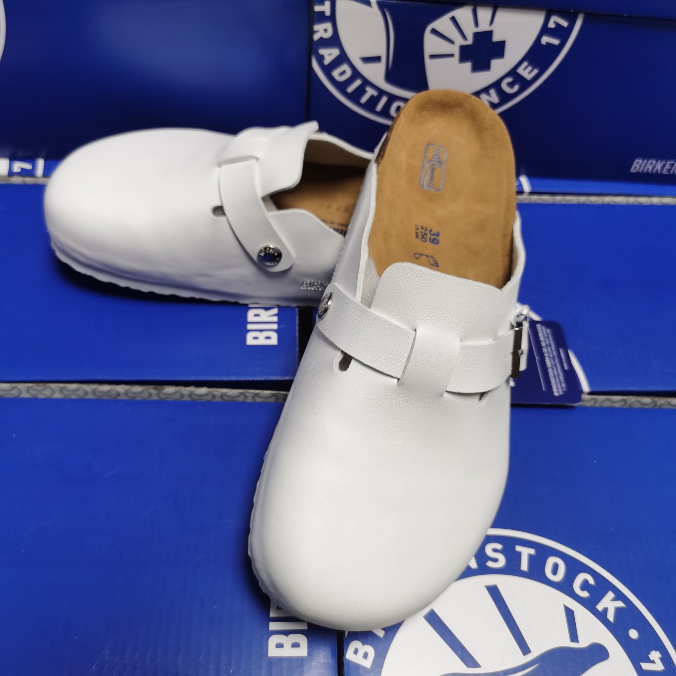 Birkenstock White Matte Leather Clog Shoes