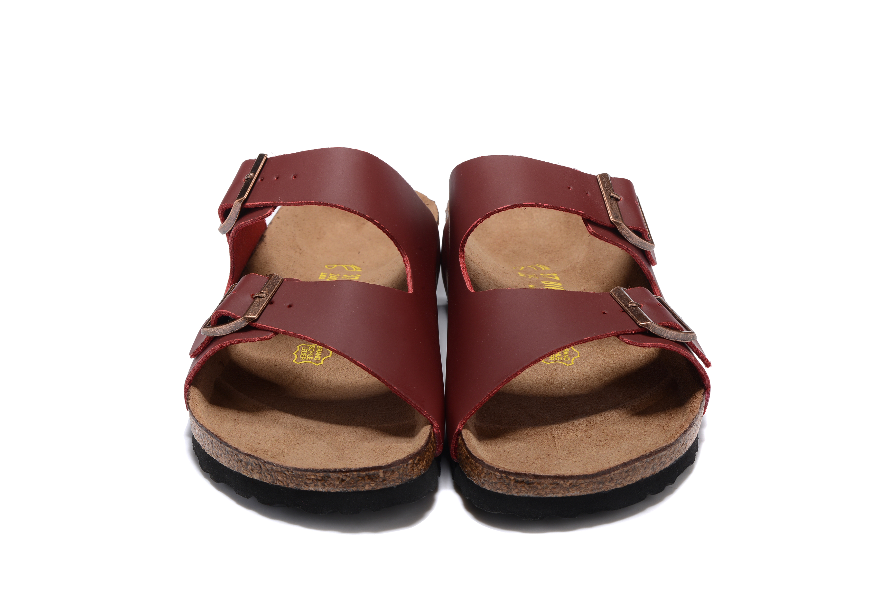 Birkenstock Arizona Wine Red Two Buckle Matte Leather Sandals